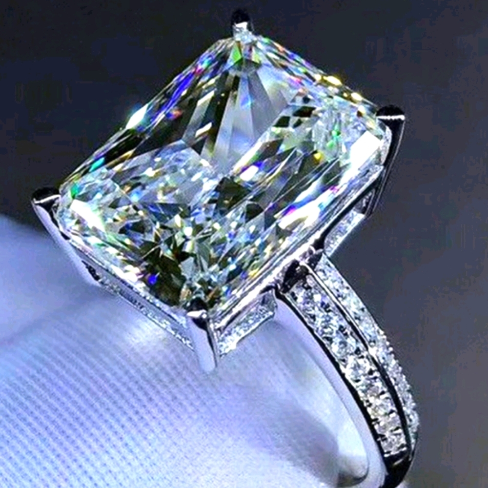 15 CT Solitaire Emerald Cut Diamond Ring
